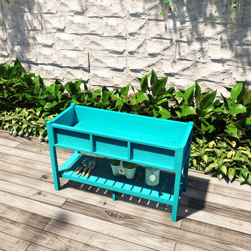 Lesly 46.37 in. Modern Rectangular Cyan Planter Box - 46.37"D×17.69"W×28.67"H