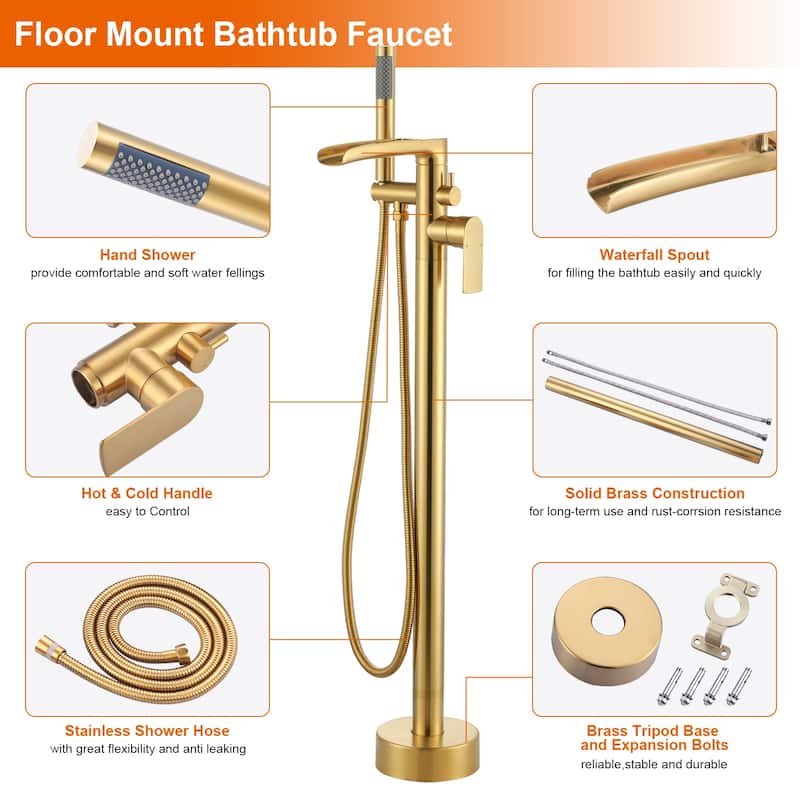 WOWOW Single Handle Freestanding Tub Faucet with Hand Shower