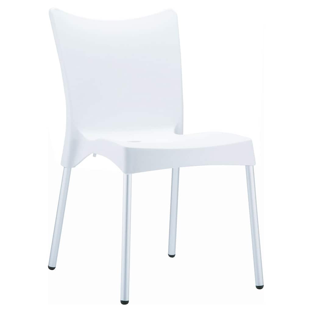 33.25" White Stackable Outdoor Patio Dining Chair