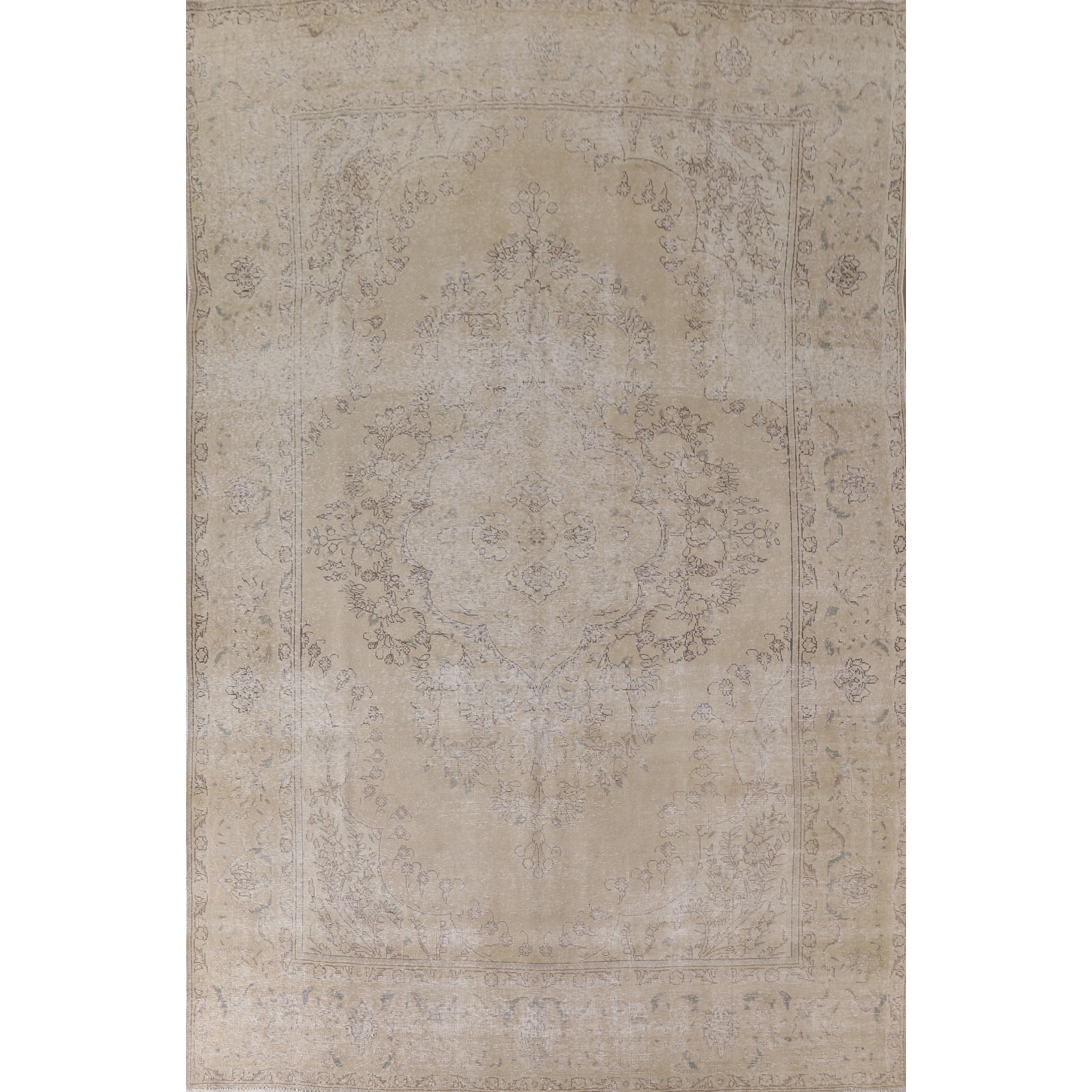 Hand Knotted Oriental 100% Wool Carpet Traditional Floral Beige & Ivories Tabriz Area Rug - 12' 5'' X 8' 10''