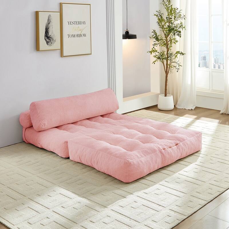 Mixoy W32''/W50'' Corded Velvet Fabric Folding Floor Lazy Futon Sofa Bed