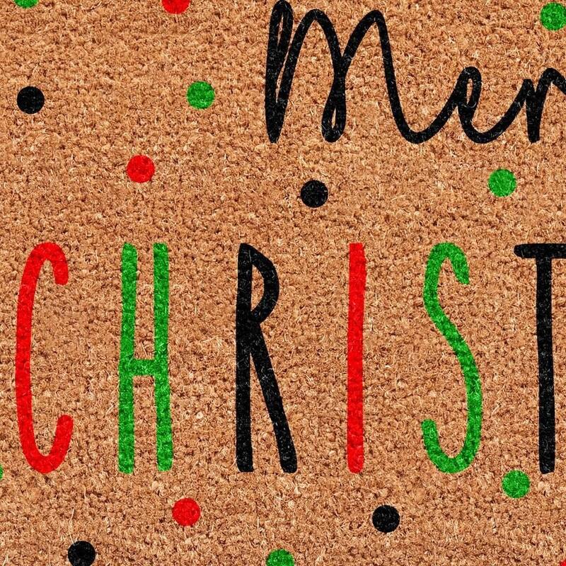 HomeRoots 17" X 29" Brown Black And Green Merry Christmas Outdoor Coir Door Mat - 17.00' X '29.00