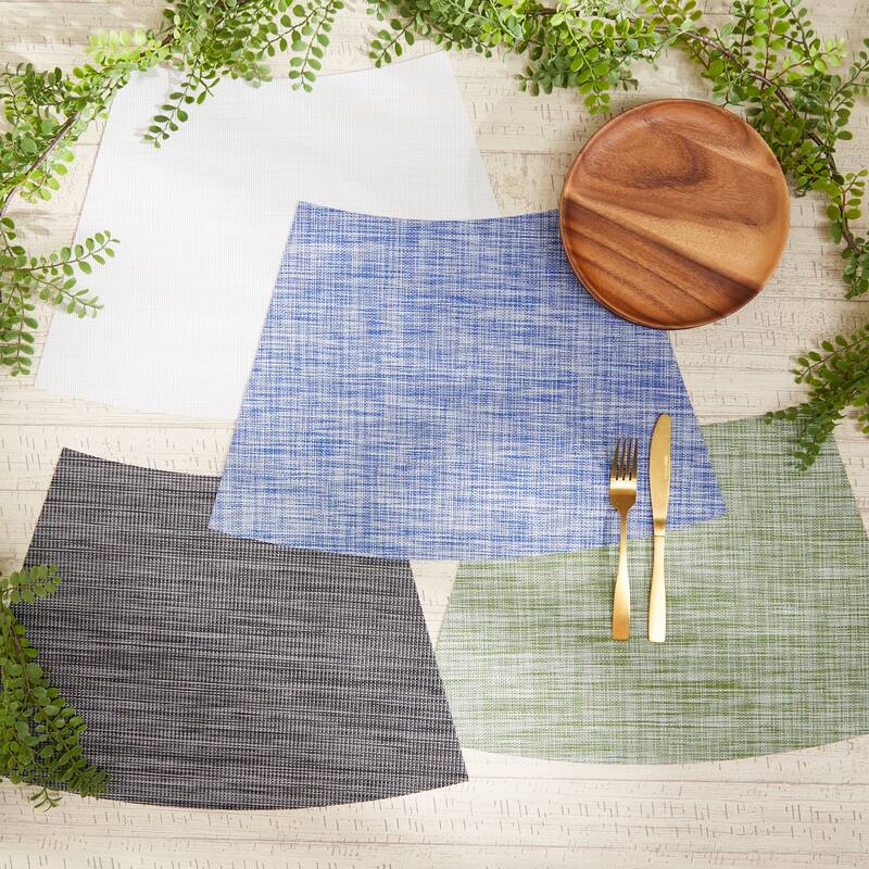 Fig Green Tweed Round Table Placemat (Set of 6) - 13x20