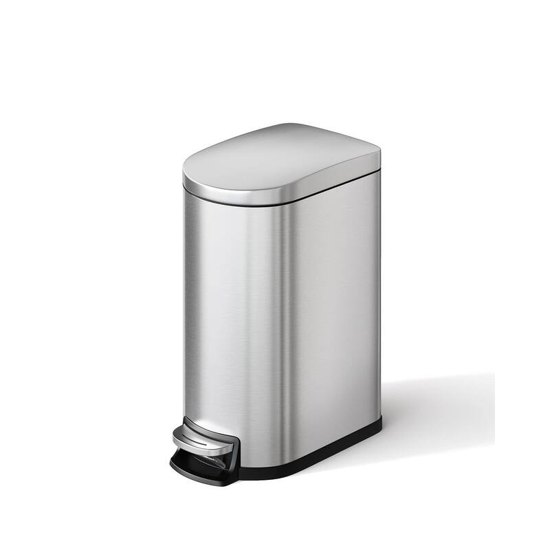 2.6 Gallon/10 Liter Slim Trash Can, Stainless Steel Garbage Bin with Removable Inner Bucket - Silver