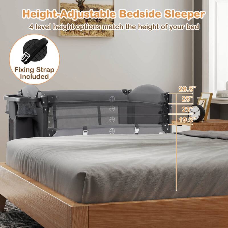 Babyjoy Baby Bassinet Bedside Crib with Changing Table Mattress - See Details