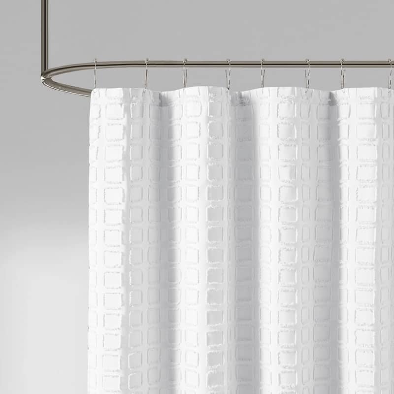 Woven Clipped Solid Shower Curtain