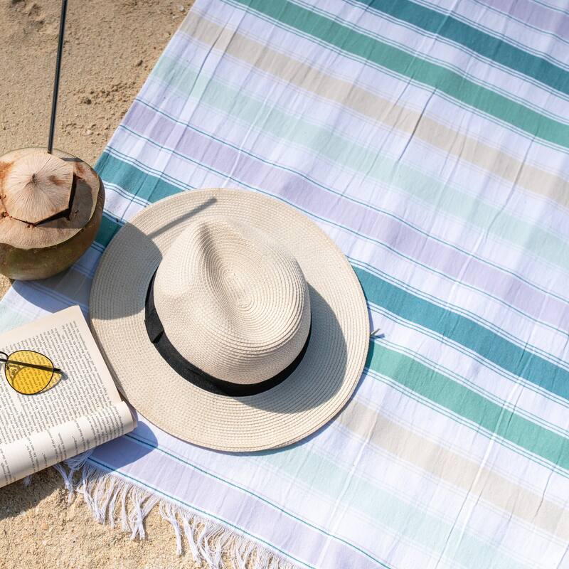 SandFree Cotton Oversized Turkish Beach Towel with Tassels - 35x75