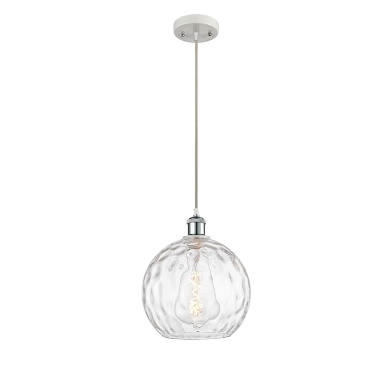 Innovations Lighting Ballston Athens Water Glass 1 Light 10" Cord Hung Mini Pendant - White and Polished Chrome