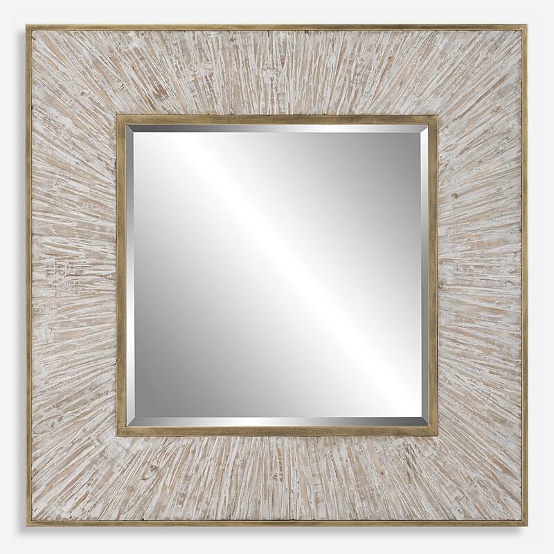Weathered Style Square Wall Mirror - 41.5" - Whitewash Finish