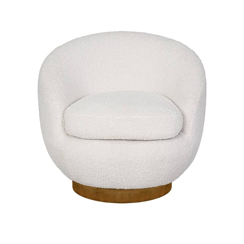INK+IVY Jessel Shearling Sherpa Swivel Chair with Wood Base