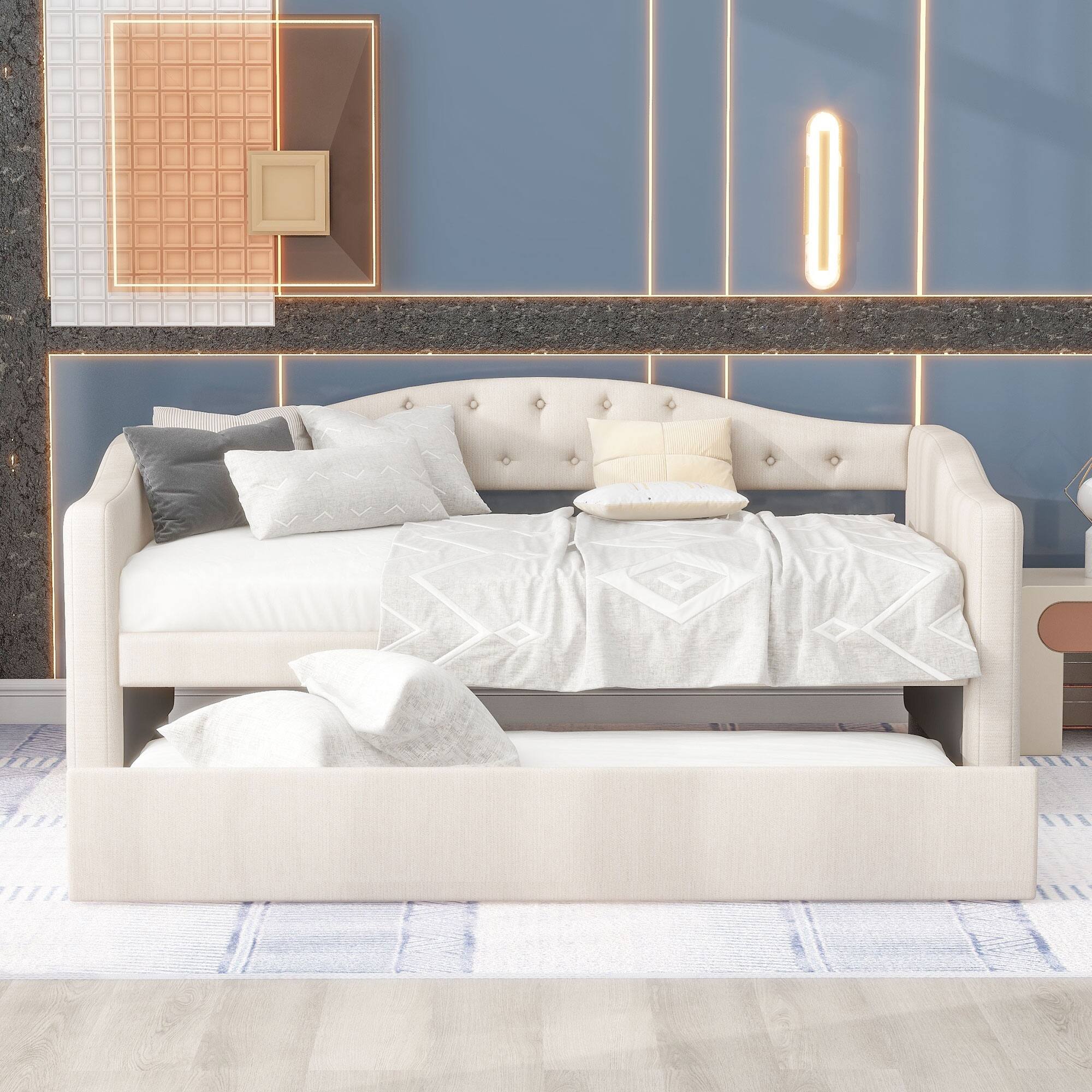 Upholstered Twin Size Daybed with Trundle Bed Bath & Beyond 39295253