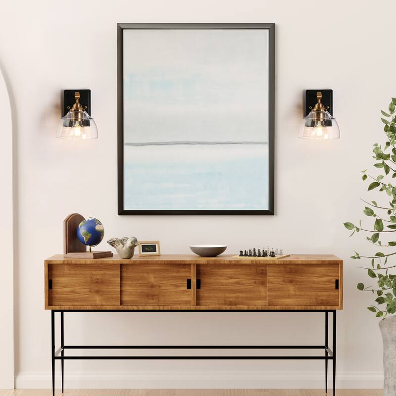 Modern Farmhouse 1/3/4-Light Gold Black Bathroom Vanity Light Glass Wall Sconces