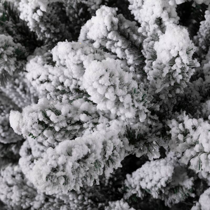 Glitzhome 6FT/7.5FT/9FT/11FT Snow Flocked Pre-lit Artificial Fir Christmas Trees