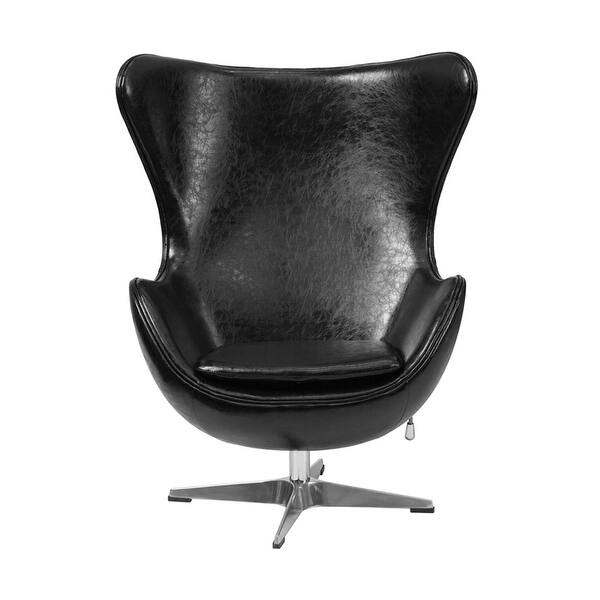 Offex Black Leather Egg Chair With Tilt Lock Mechanism Of Zb 9 Gg Not Available Overstock 17999027