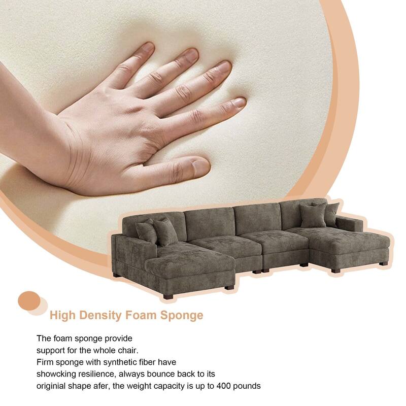 Oversized Chenille Modular Sectional Sofa With Deep Seat