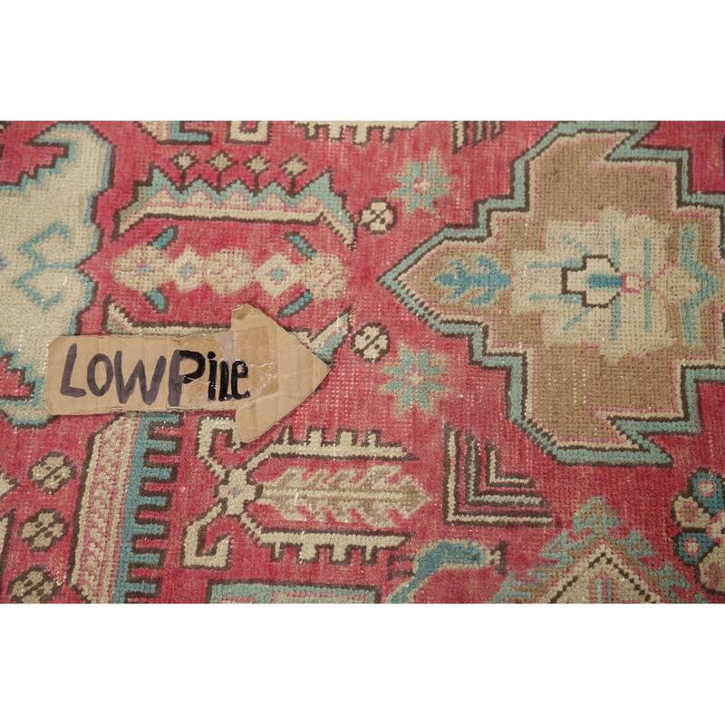 Pink Red Geometric Tabriz Persian Area Rug Hand-Knotted Wool Carpet - 6'6"x 9'10"