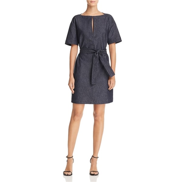 sachin and babi light blue dress American Eagle AE Sunchaser Knit Smocked Drop Waist Mini Dress ruffle Black  - $28 main image 1