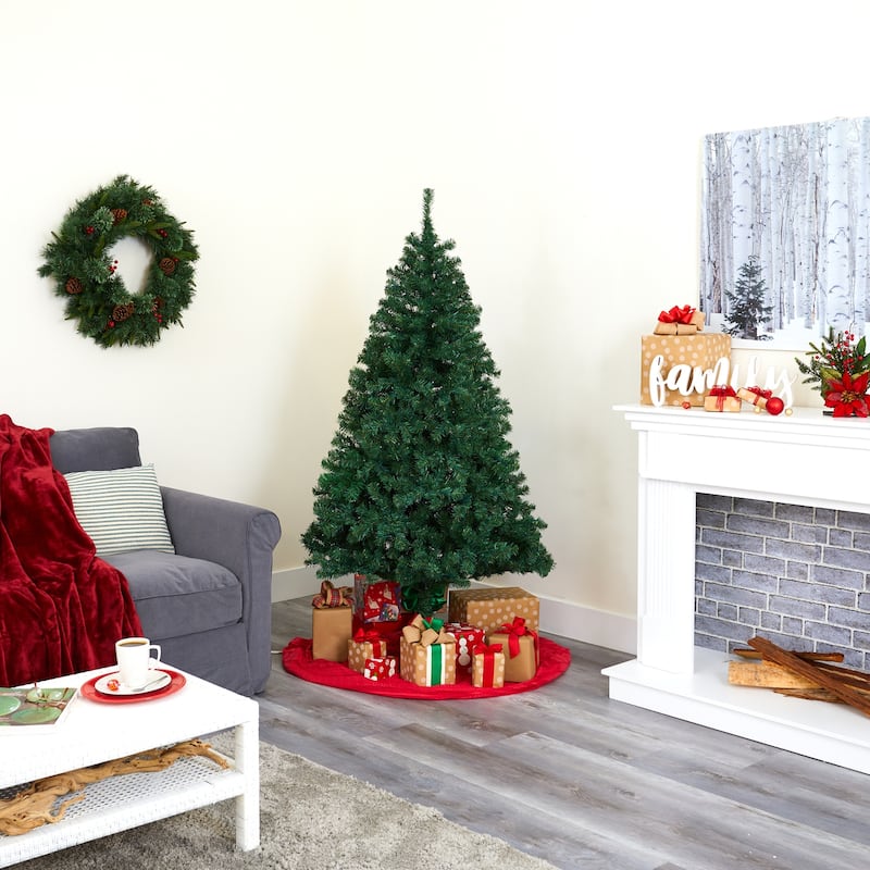 8ft. Pine Artificial Christmas Tree - Towering Seasonal Holiday X-Mas Centerpiece