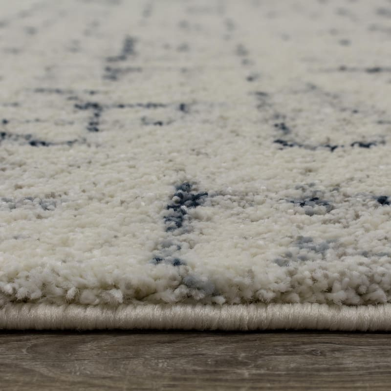 Soft Collection - Cream/Blue Soft Grid Rug - 2'0" x 3'7"