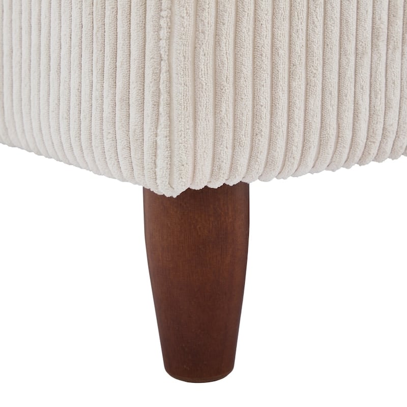 Modern Square Corduroy Upholstered Ottoman With Wood Leg