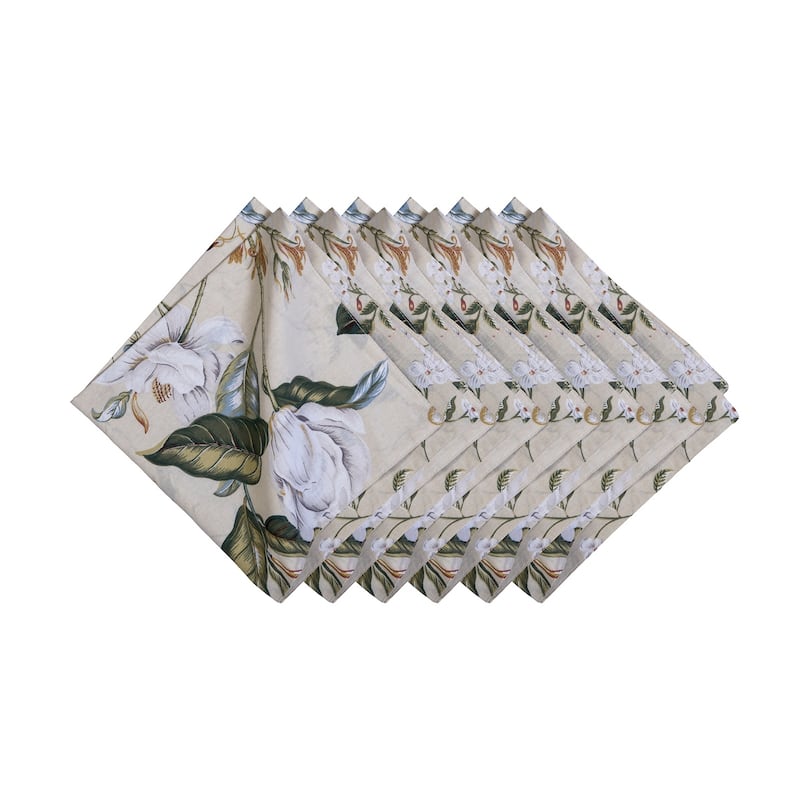 20" x 20" Garden Images Reversible Graphic Print Machine Washable Hemstitch Napkins Set of 6 - Green