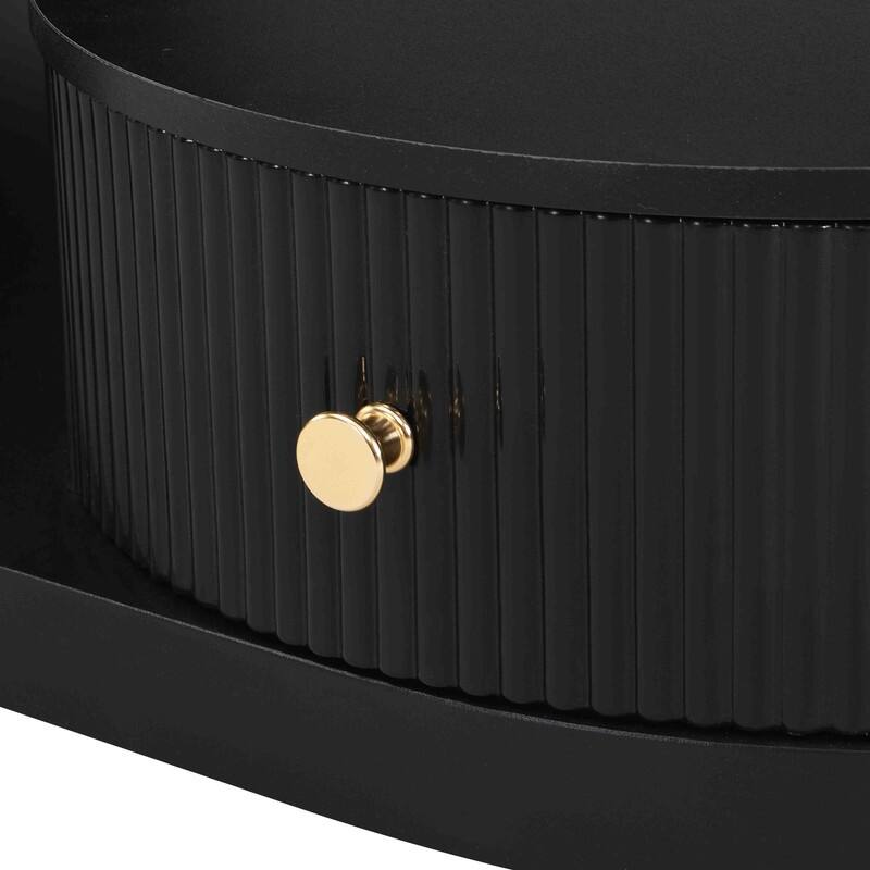 Luxury 2-Piece Nesting Coffee Table Set - Oval & Round Storage Tables for Living Room