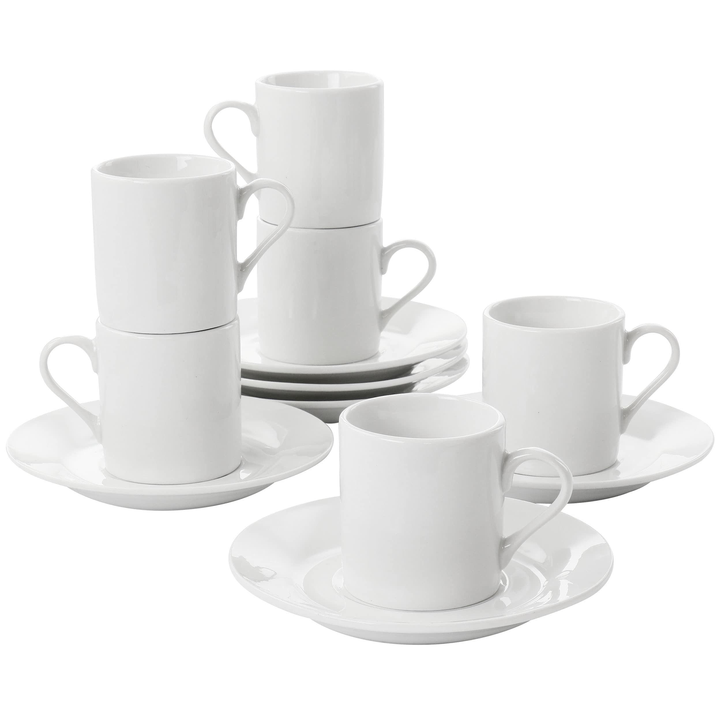 Dining  Set Of Four White Stackable Espresso Cups In Black Wire