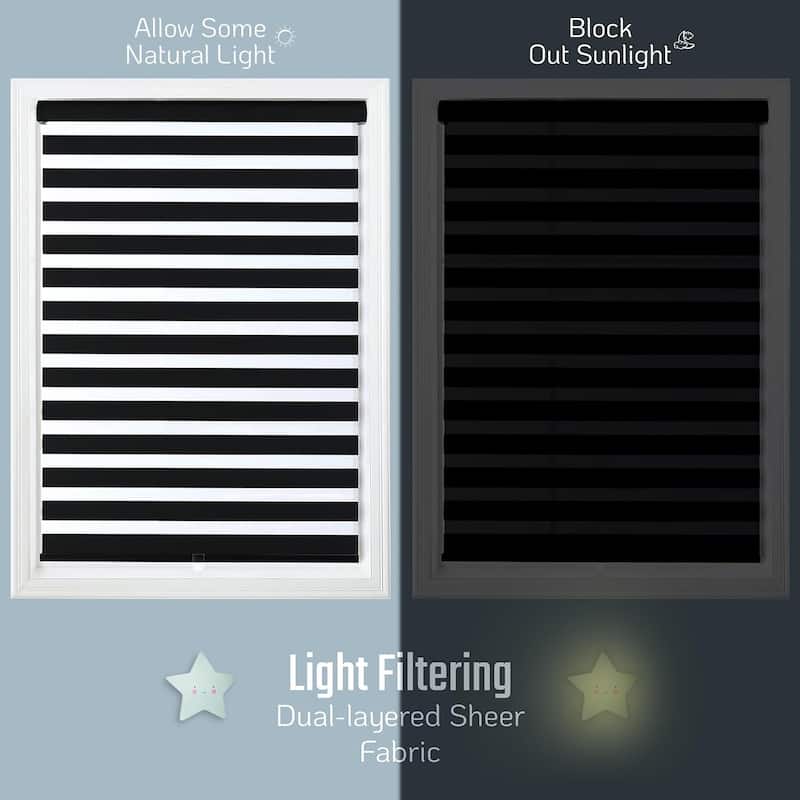 Zebra Shade Cordless,Dual Mode, lets light in and blocks light out