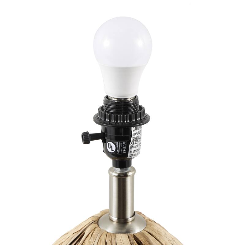 Seagrass Handmade Woven Room Table Lamp with Silver Base - Brown - Roche River Decor