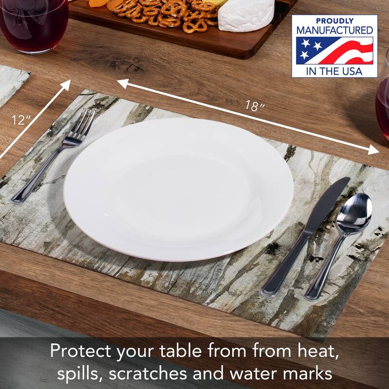 Oak Leaves 4-Pack Poly-Cotton Blend Placemats Manufactured in The USA Machine Washable Dryer Safe