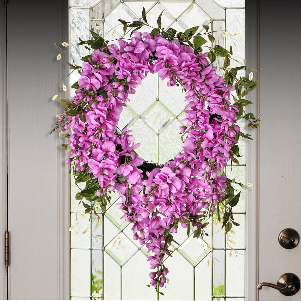22" Wisteria And Natural Touch Tradescantia Wreath