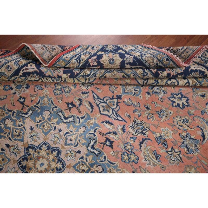 Traditional Pink Najafabad Persian Vintage Rug Handmade Wool Carpet - 9'6"x 13'0"