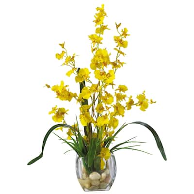 Silk Orchid Arrangement Home Decor Liquid Illusion Flower Vase Modern Table Centerpiece - 19