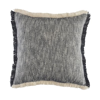 HomeRoots 20" X 20" Dark Blue And White 100% Cotton Abstract Zippered Pillow