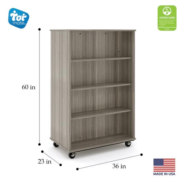dimension image slide 2 of 4, Tot Mate Double Sided Mobile Bookcase 48H