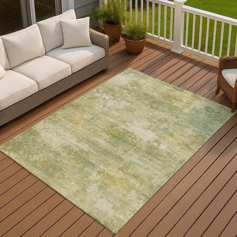 Machine Washable Indoor/ Outdoor Casual Ombre Chantille Rug - Sage - 10' x 14'