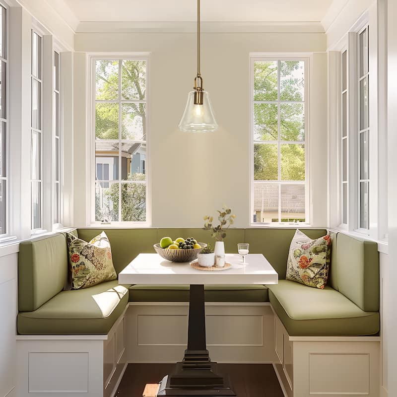 Modern Chic 1-light Large Pendant Gold Brass Finish Kitchen Island Light with Clear Glass Shade for Dining Room - 9 " × 11.8 "