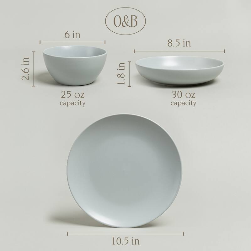 over&back Coupe Semi-Matte Stoneware Dinnerware Set