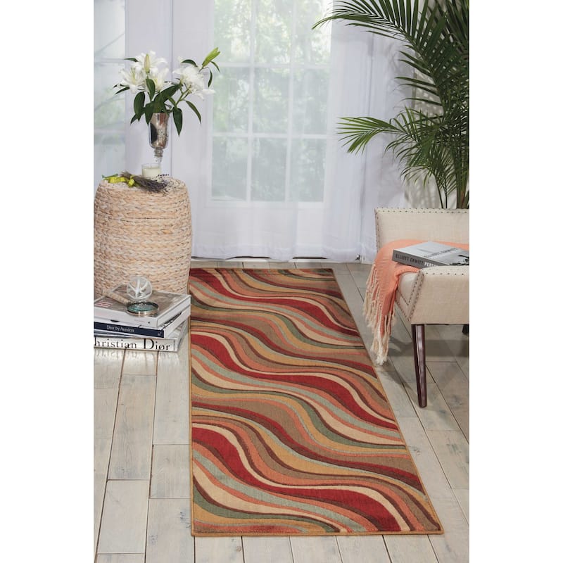 Nourison Somerset Modern Transitional Wave Area Rug - 2' 3" x 8' - Multicolor - Runner/Rectangle