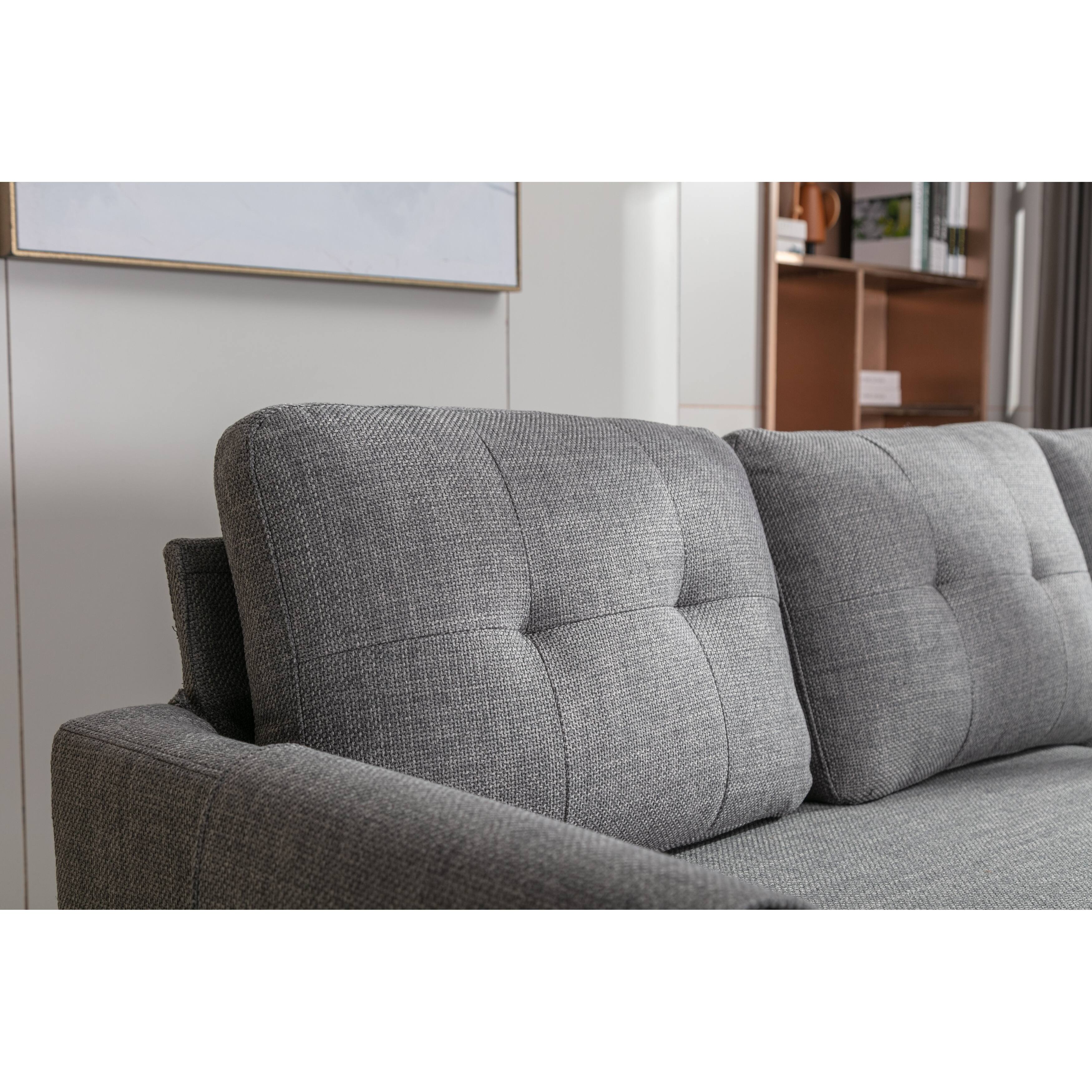 Light Gray Velvet Sectional with PullOut Bed Storage Chaise Sofa