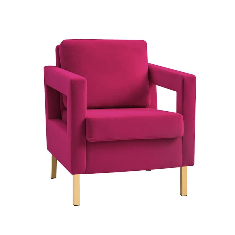 Valentina Comfy Accent Armchair with Golden Metal Legs and Removable Cushions by HULALA HOME
