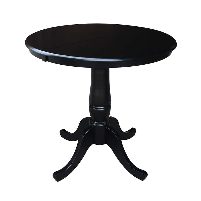 Copper Grove 36-inch Round Pedestal Table with 12-inch Leaf - 29.3"H - Black