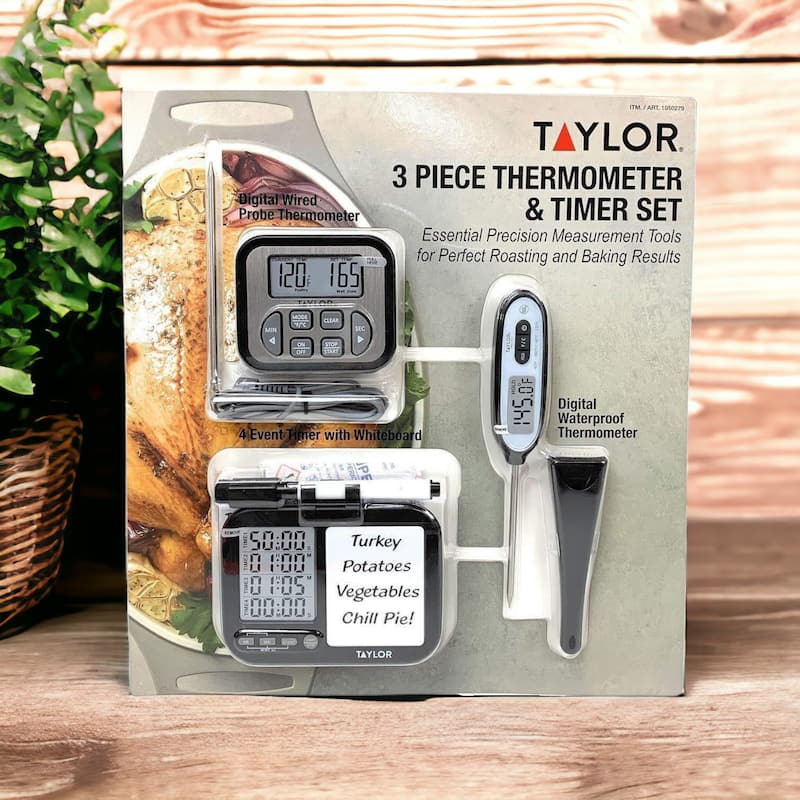 Taylor 3 Piece Thermometer and Timer Set - 6.5" x 8" x 1.5"