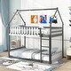 preview thumbnail 14 of 20, Twin Over Twin Bunk Bed with Fence and Ladder for Kids Grey