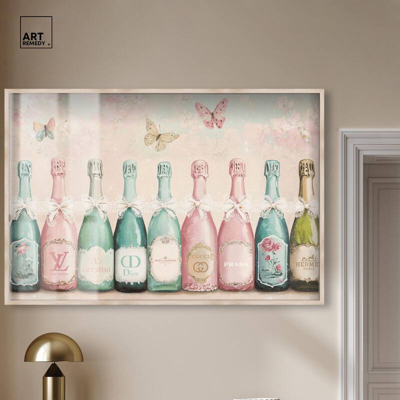 Champagne Mint and Pink Shadowbox by Art Remedy