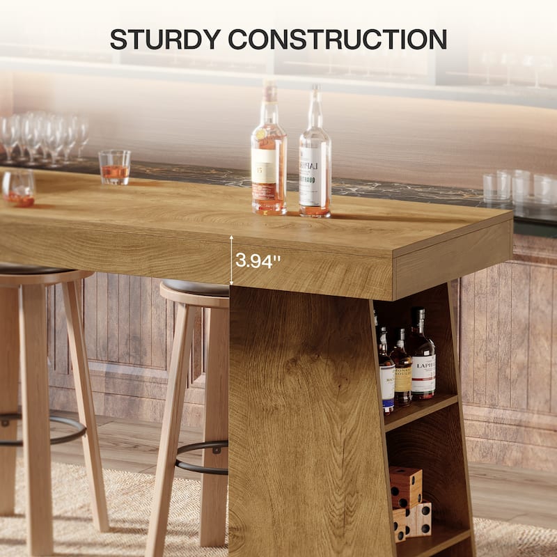 63-Inch Long Bar Table with Storage