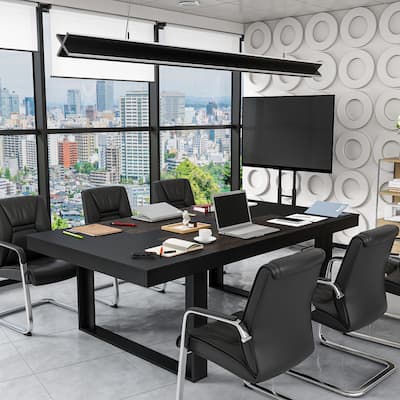 86.6-inch Wooden Office Desk Dining Table Rectangular Conference Table