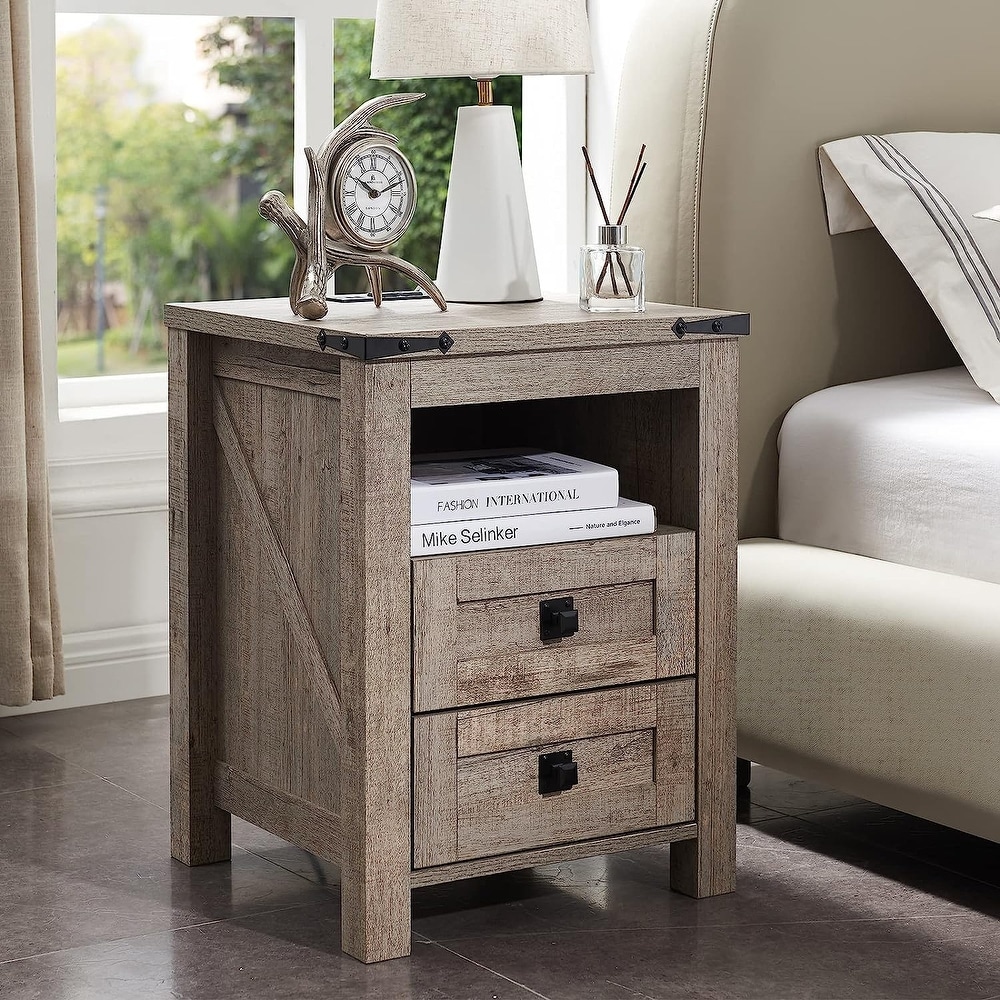 Grey nightstand store with charging station
