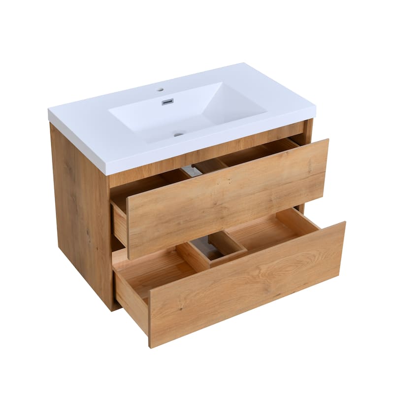 Prismella 36" 48'' Wall Mounted Bathroom Vanity with Top, Floating Cabinet Sink Combo