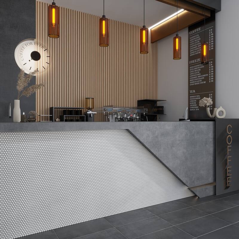 Apollo tile 12" x 12" Cirkel Glossy Cotton White Porcelain Tile (9.87 sq ft/case) - 10 Pack